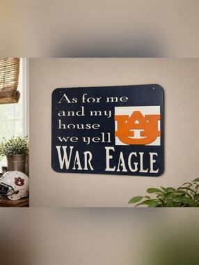 Auburn Tigers War Eagle Metal Wall Sign 16x12 “As For Me and My House”  Decor